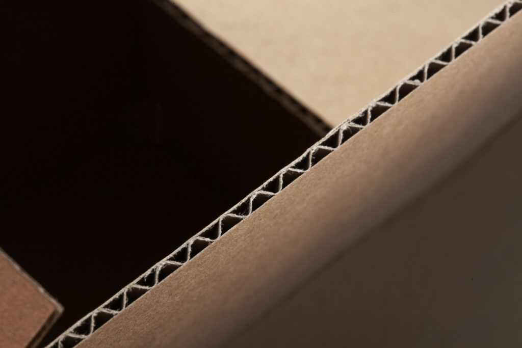A close-up of corrugated cardboard.
